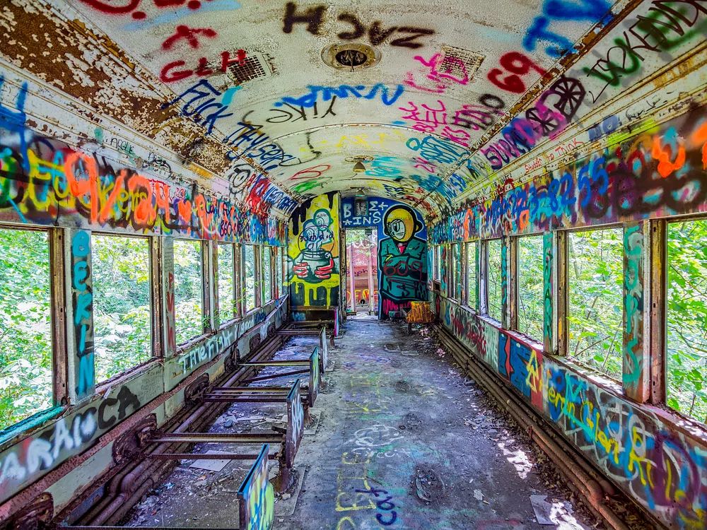 Abandoned Train Car — Urban Exploration Print. poster — photography art