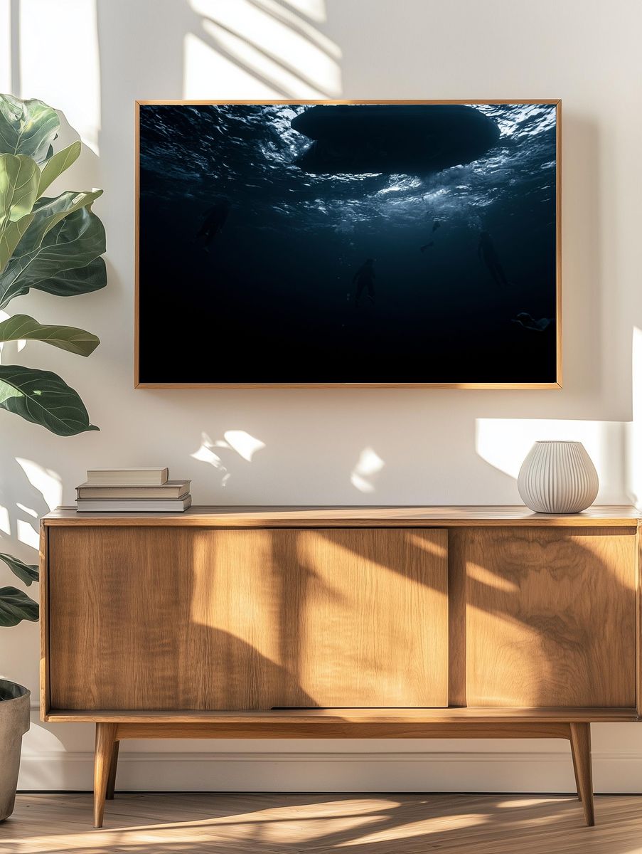 Underwater Swimmers Photography Poster. — room view 3