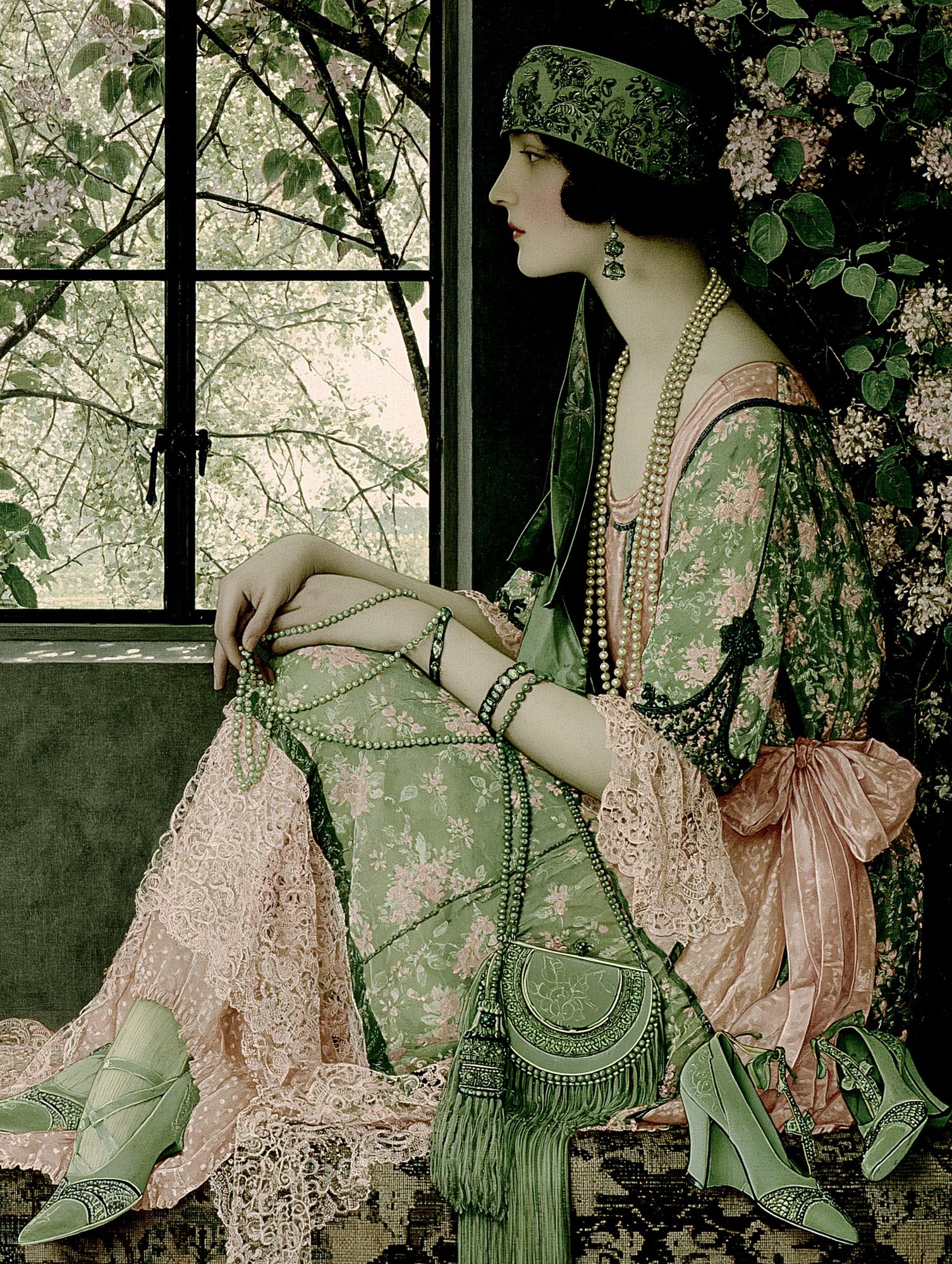 Art Deco Woman by Window Poster. poster detail