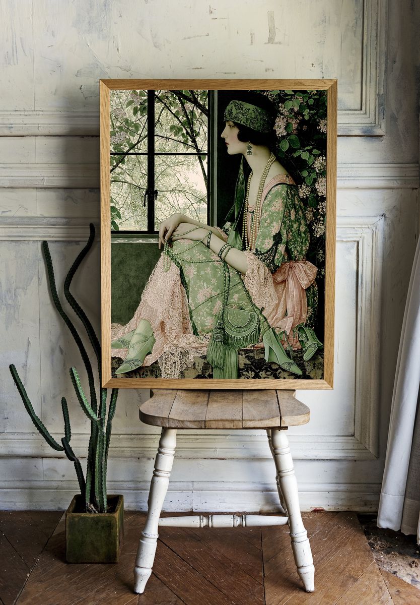 Art Deco Woman by Window Poster. room preview