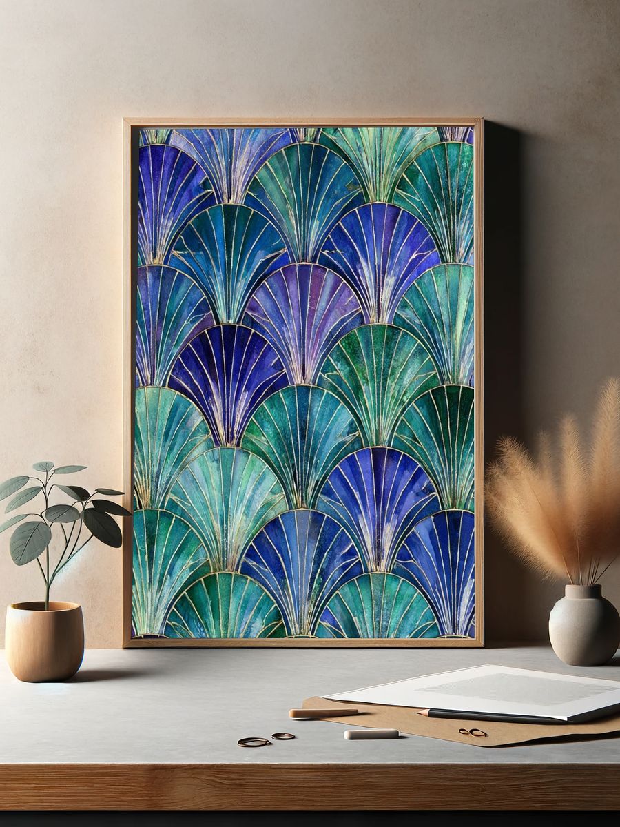 Art Deco Fan Pattern Print. — room view 2