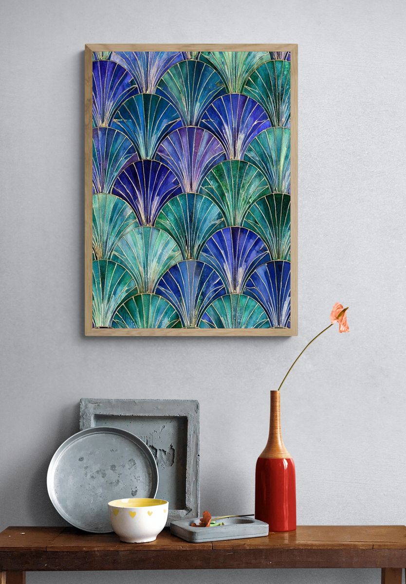 Art Deco Fan Pattern Print. — room view 3