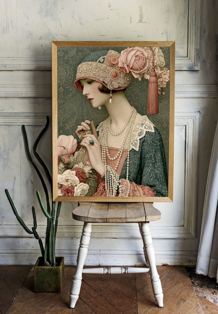 Art Deco Lady Portrait Poster. — room view 1