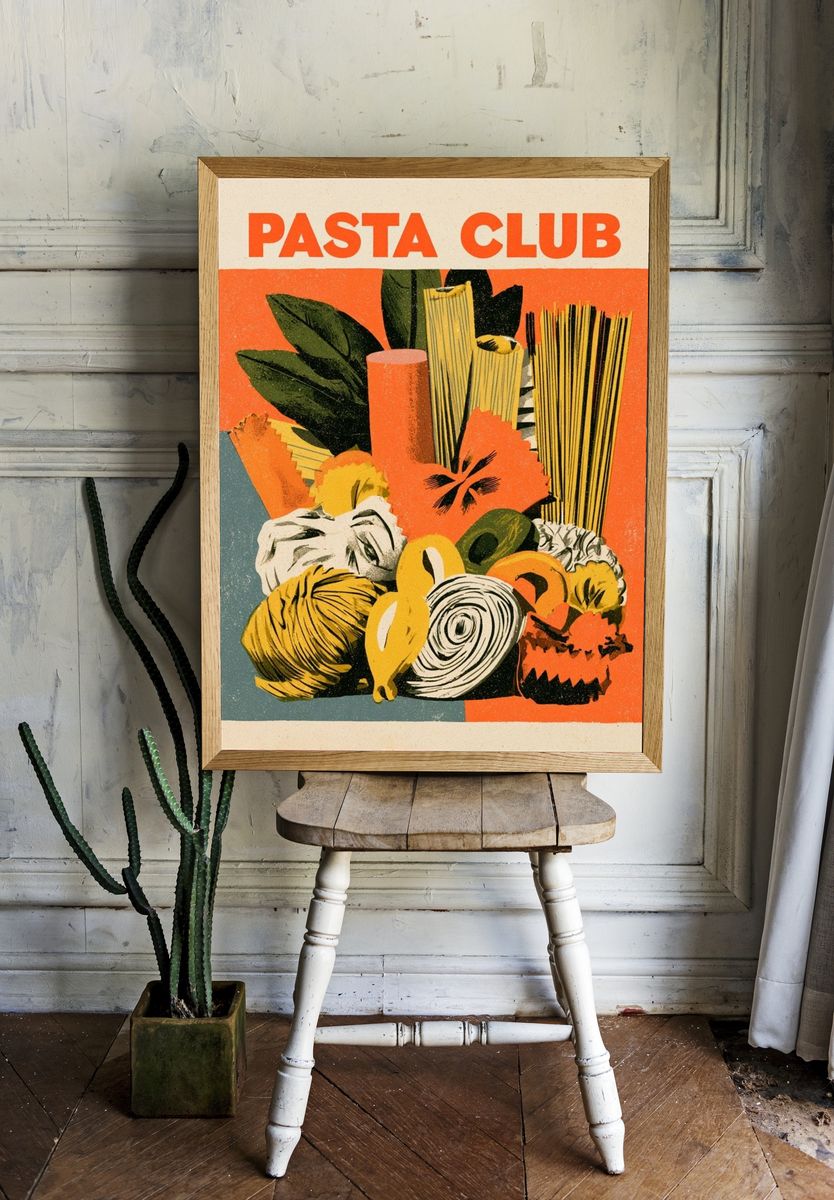 Pasta Club Vintage Poster. room preview