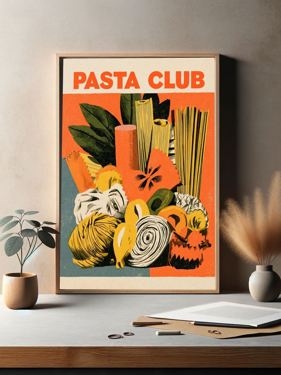 Pasta Club Vintage Poster. — room view 2