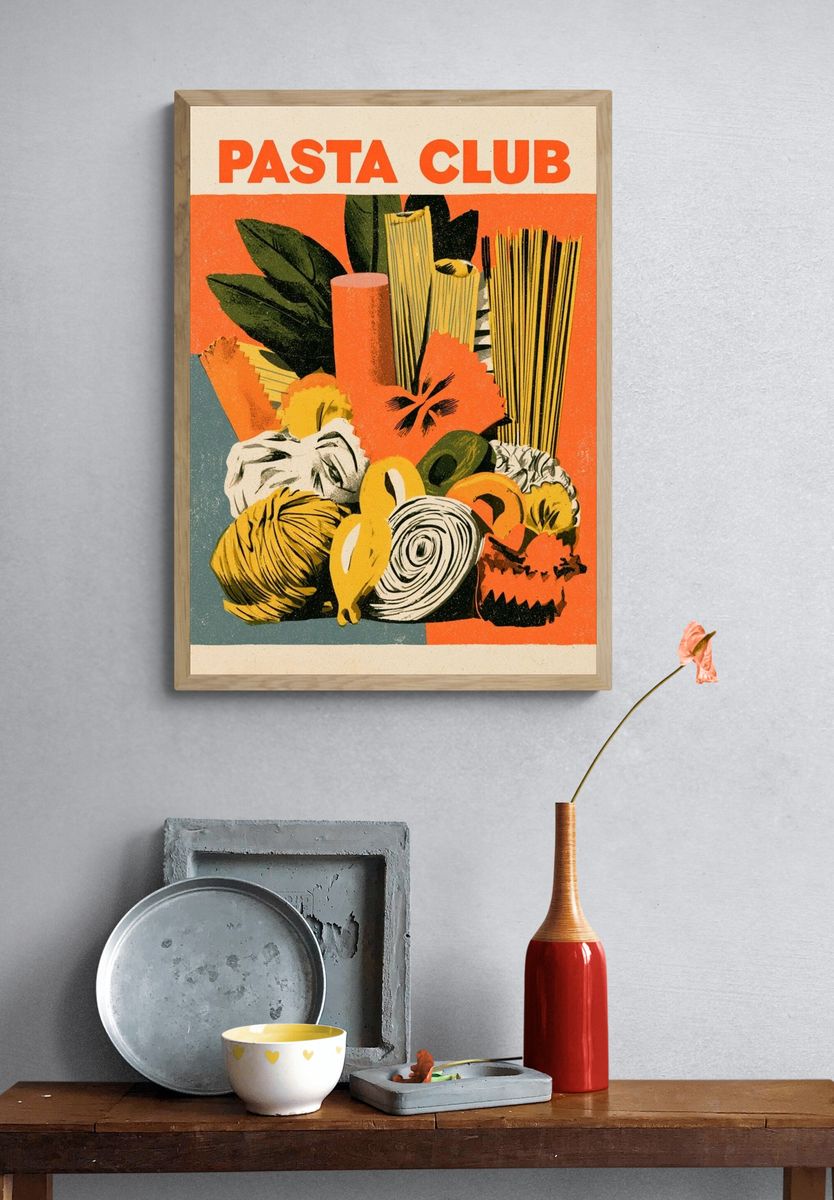 Pasta Club Vintage Poster. — room view 3