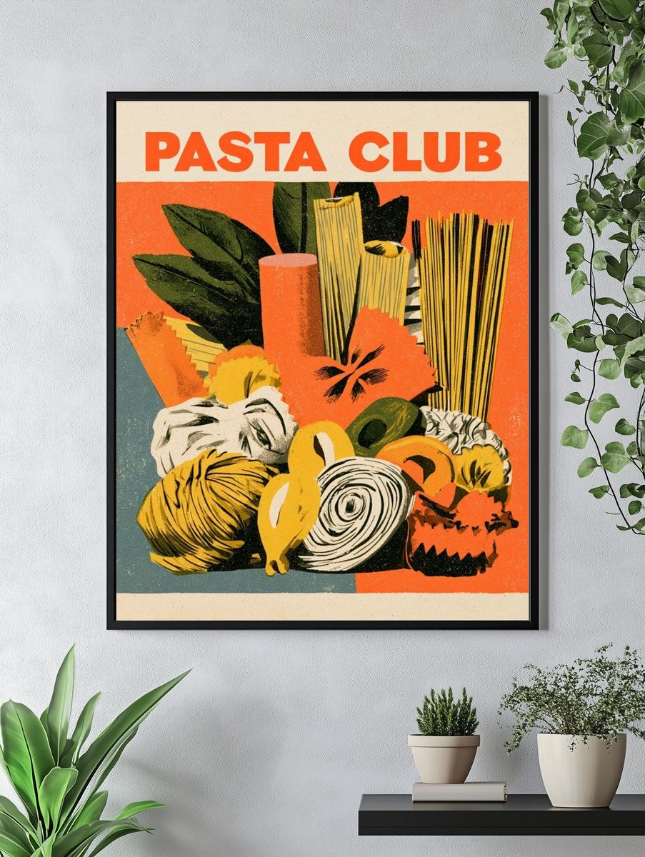 Pasta Club Vintage Poster. — room view 4