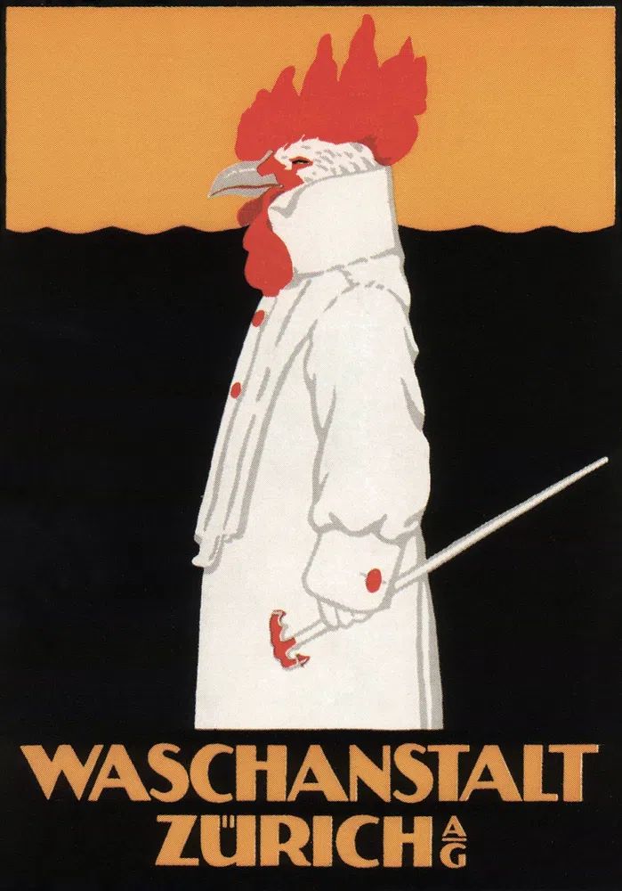 Waschanstalt Zurich (1905), vintage advertising. poster detail