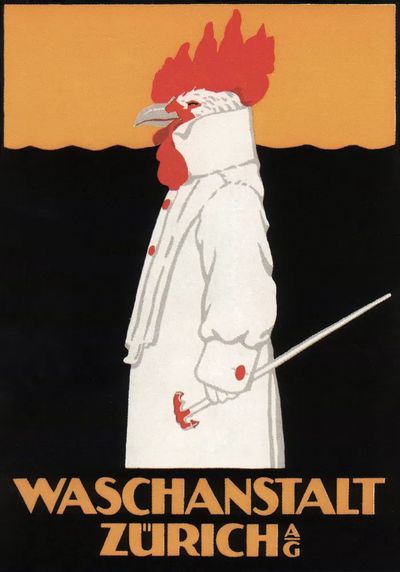 Waschanstalt Zurich (1905), vintage advertising. poster
