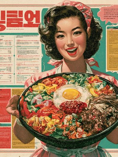 Korean Food Vintage Advertising Poster. poster