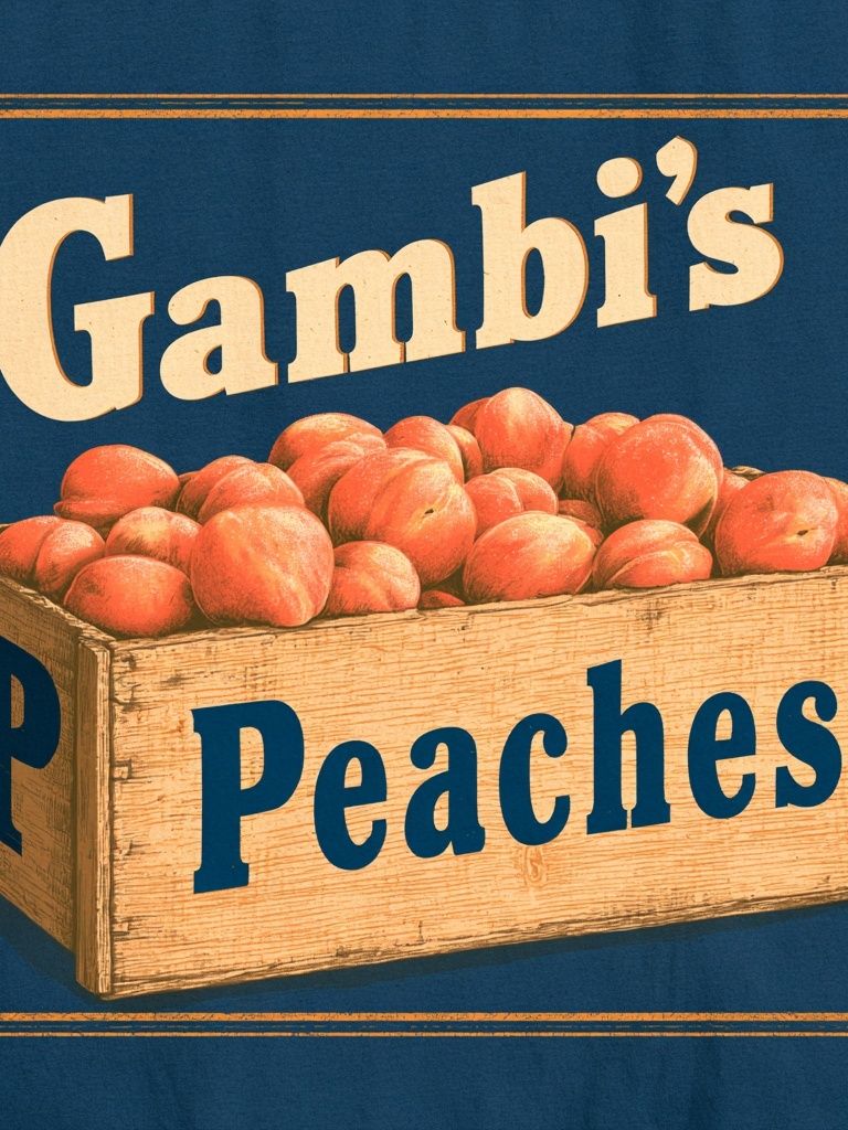 Gambi's Peaches Vintage Poster. poster detail