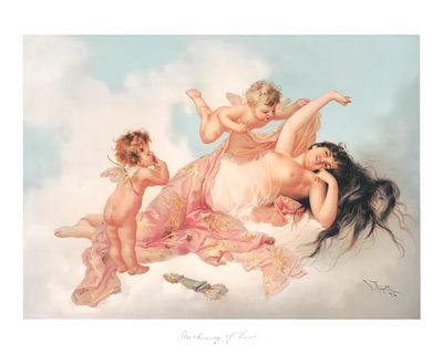 Awakening of Love — Vintage Print. poster print