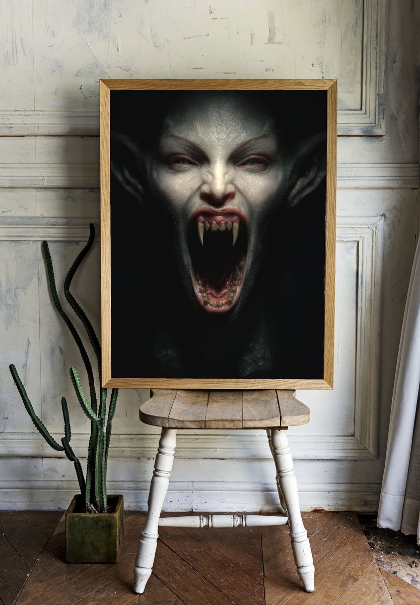 Vampire Scream Horror Print. — room view 1