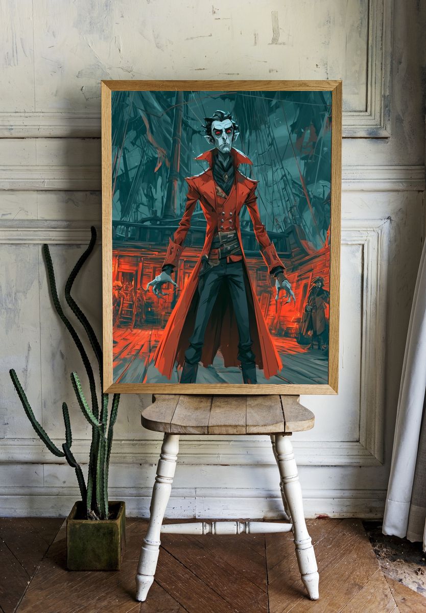 Vampire Captain Digital Art Poster. room preview