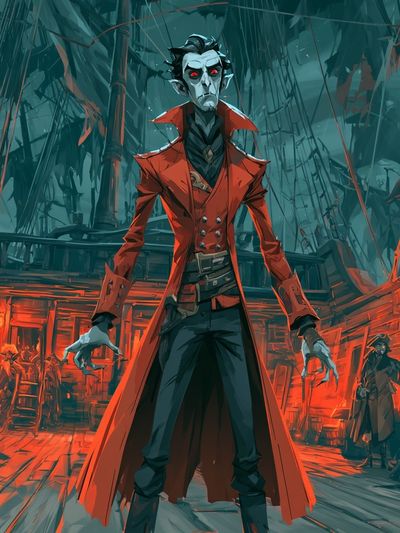 Vampire Captain Digital Art Poster.