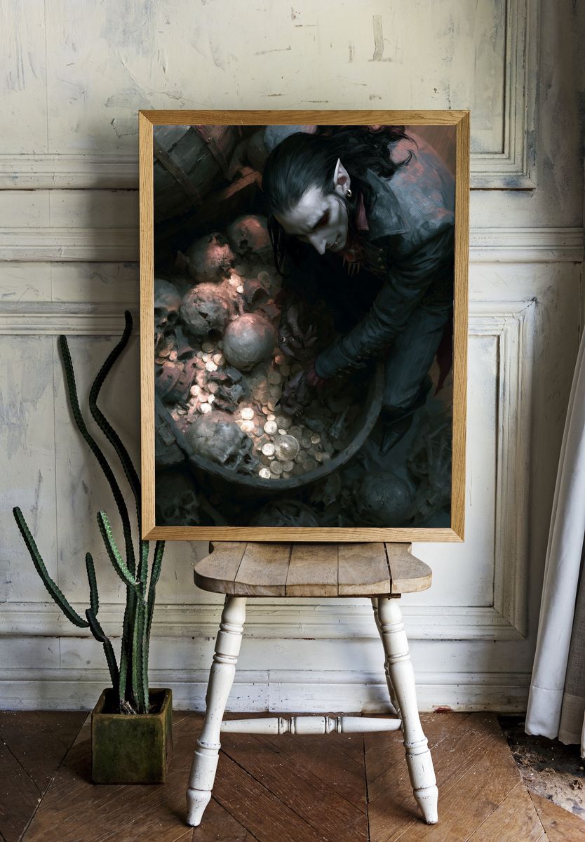Vampire Treasure Hoard Illustration Poster. — room view 1