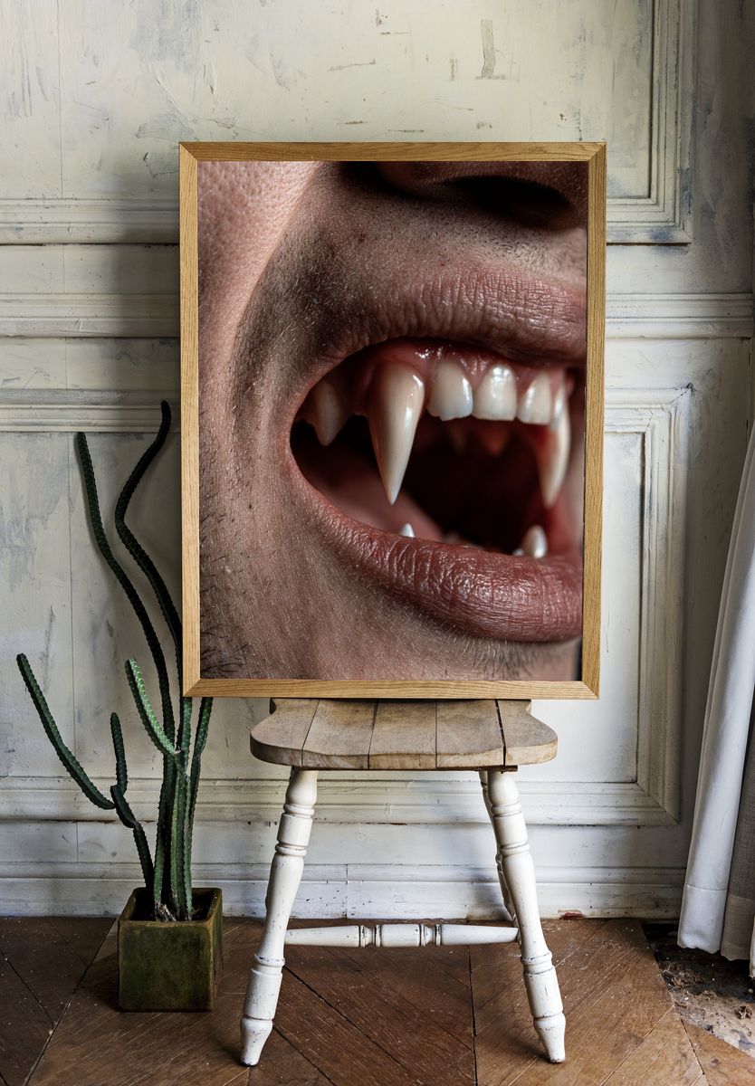 Vampire Fangs Portrait Print. room preview