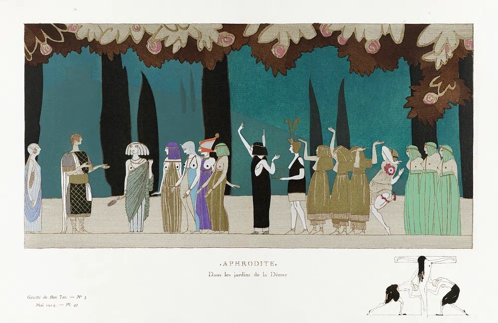 Aphrodite–In gardens Goddess (1914) fashion. poster detail