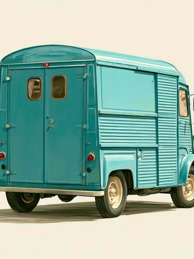 Vintage Blue Delivery Van Poster. poster detail