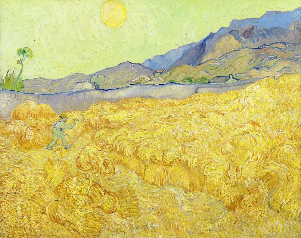 Van Gogh's Wheatfield reaper (1889). poster detail