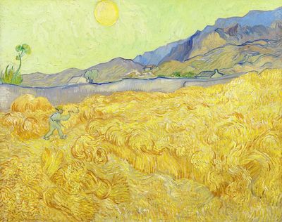 Van Gogh's Wheatfield reaper (1889). poster print