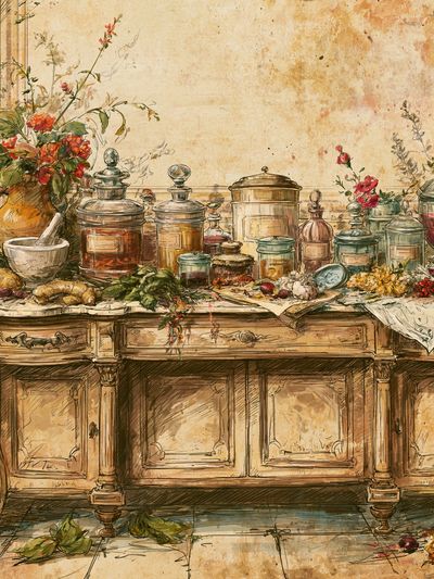 Vintage Apothecary Still Life Poster. poster