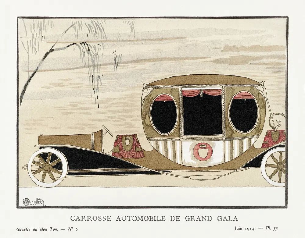 Carrosse Automobile de Grand Gala — Vintage Print. poster detail