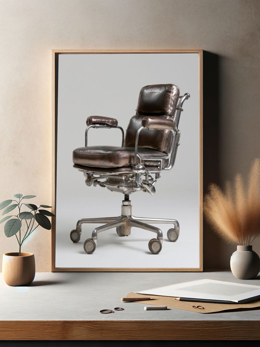 Vintage Barber Chair Print. — room view 2