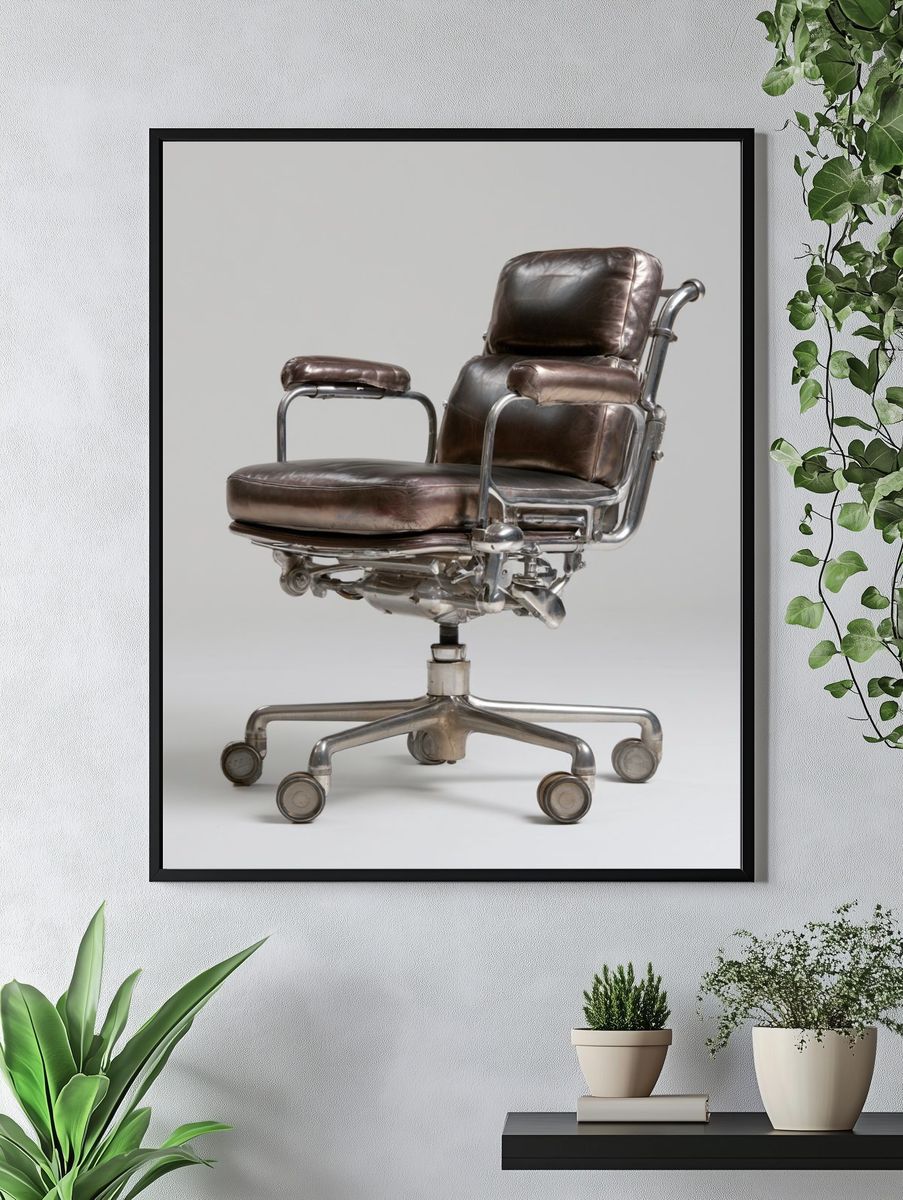 Vintage Barber Chair Print. — room view 4
