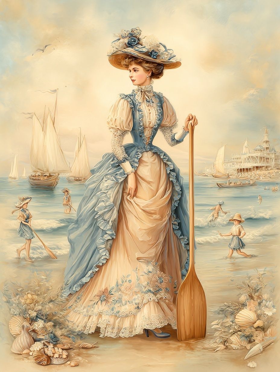 Victorian Beach Lady Illustration Poster. poster — illustration art