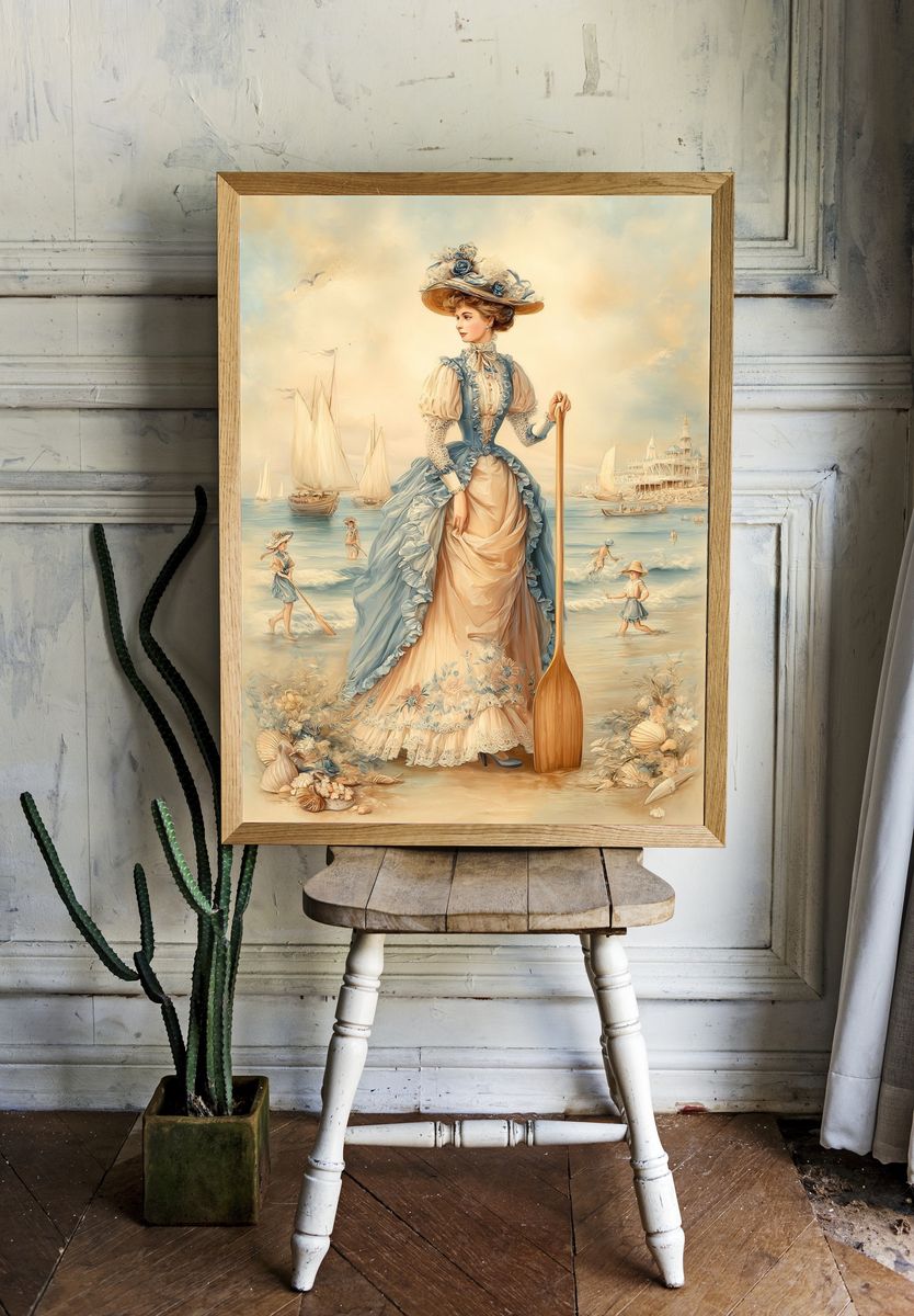 Victorian Beach Lady Illustration Poster. room preview