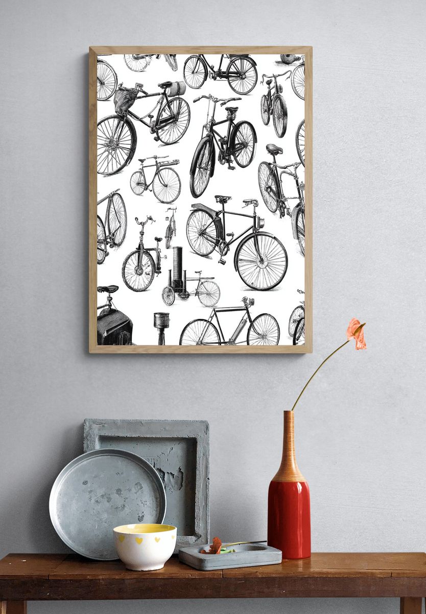 Vintage Bicycle Illustration Poster. — room view 3