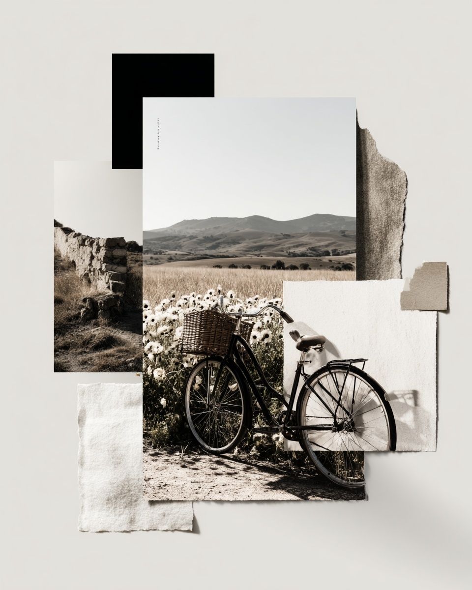 Vintage Bicycle in Nature — Minimalist Print.