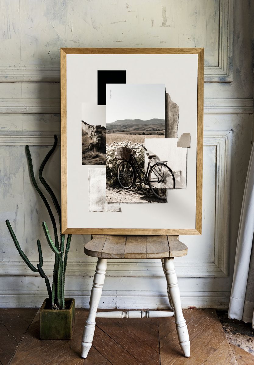 Vintage Bicycle in Nature — Minimalist Print. room preview