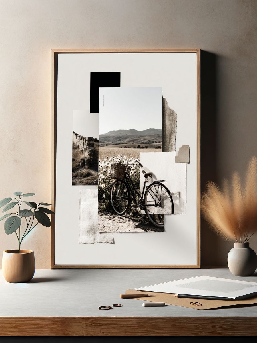 Vintage Bicycle in Nature — Minimalist Print. — room view 2