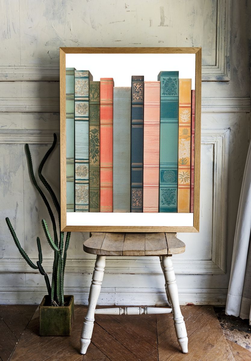 Vintage Book Spines Poster. — room view 1