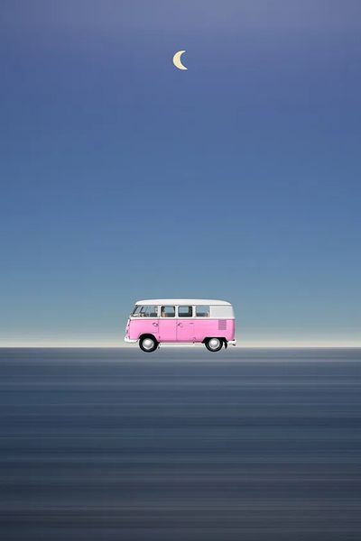 Pink VW Bus — Minimalist Print. poster print