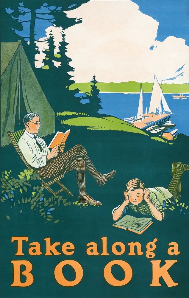 Take Along a Book — Vintage Print. poster detail
