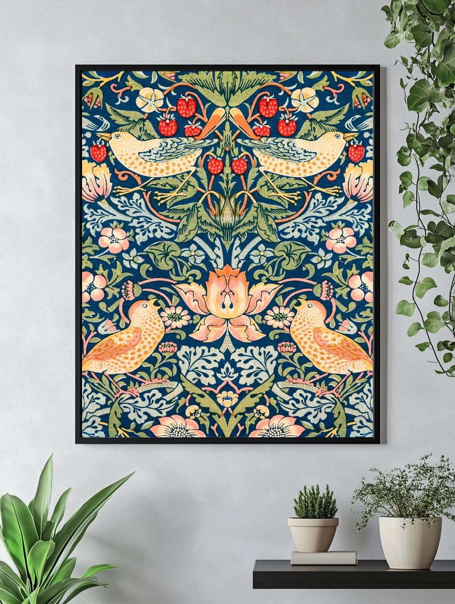 Floral and Bird Pattern — Vintage Print. — room view 4