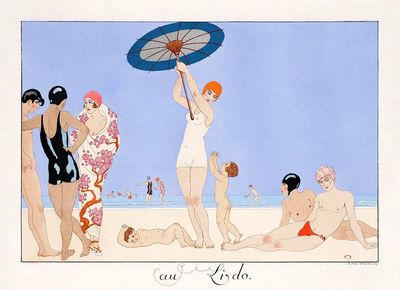 Beach Scene — Vintage Print. poster print