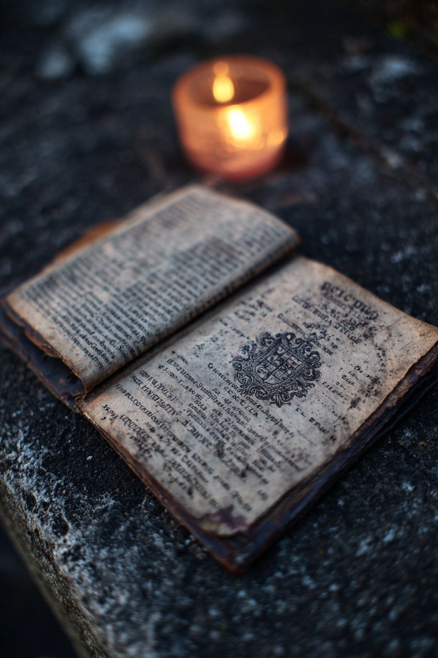 Vintage Book with Candlelight — Photography Print. poster — photography art