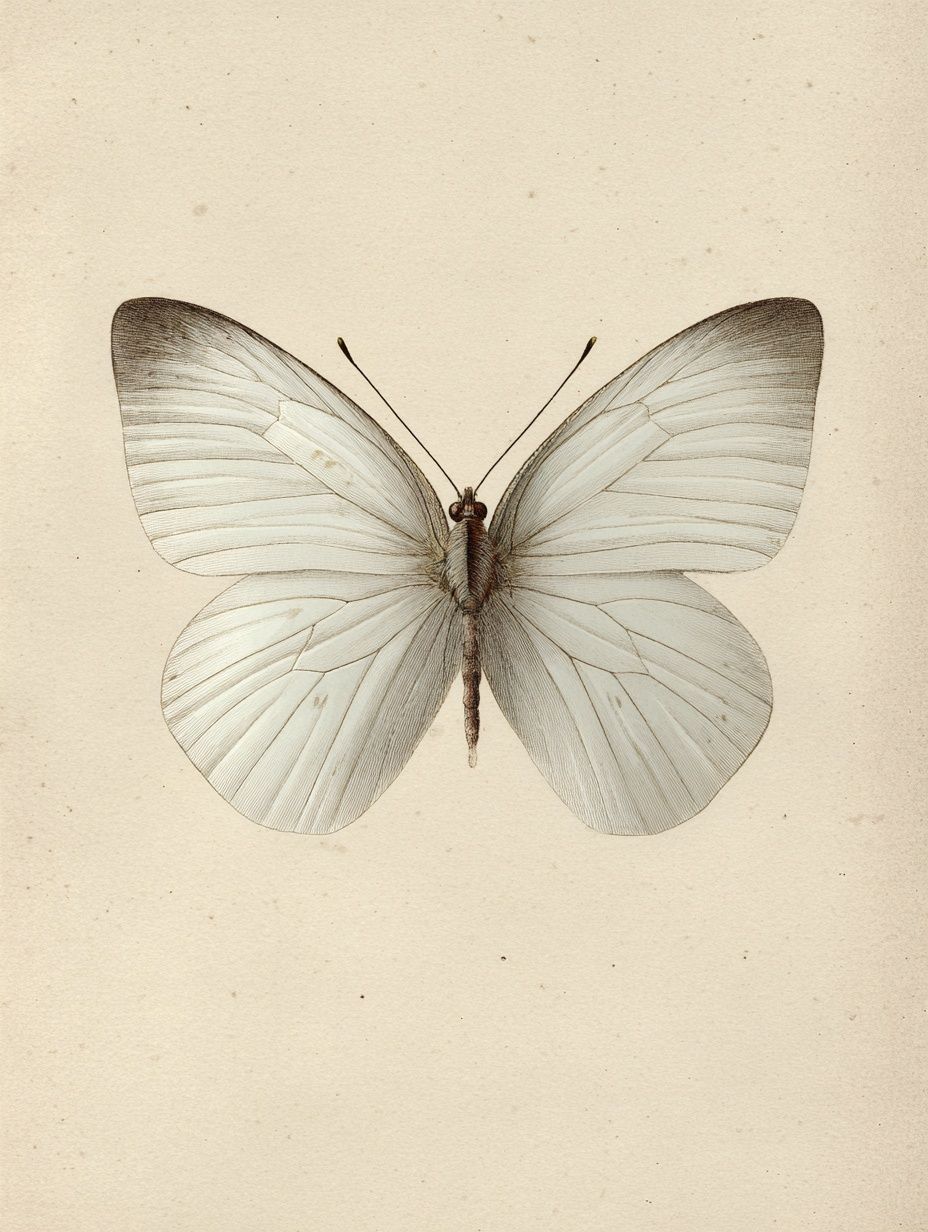 White Butterfly — Vintage Print.