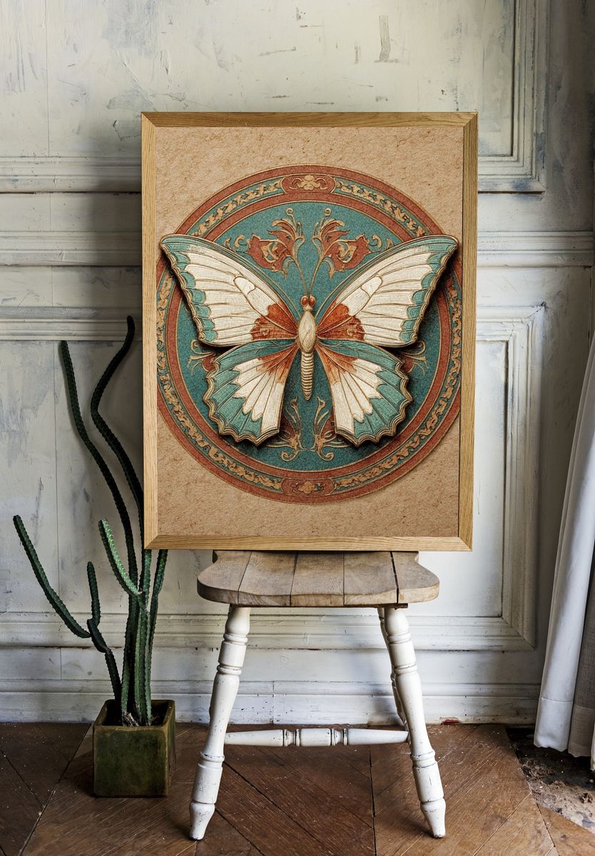 Vintage Butterfly Emblem Poster. room preview