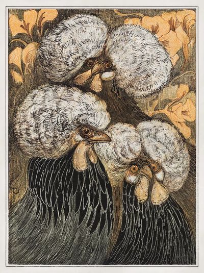 Charming Chickens — Vintage Print. poster