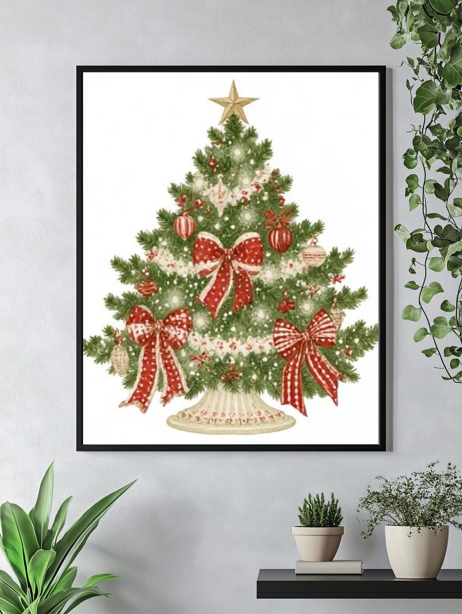 Vintage Christmas Tree Poster. — room view 4