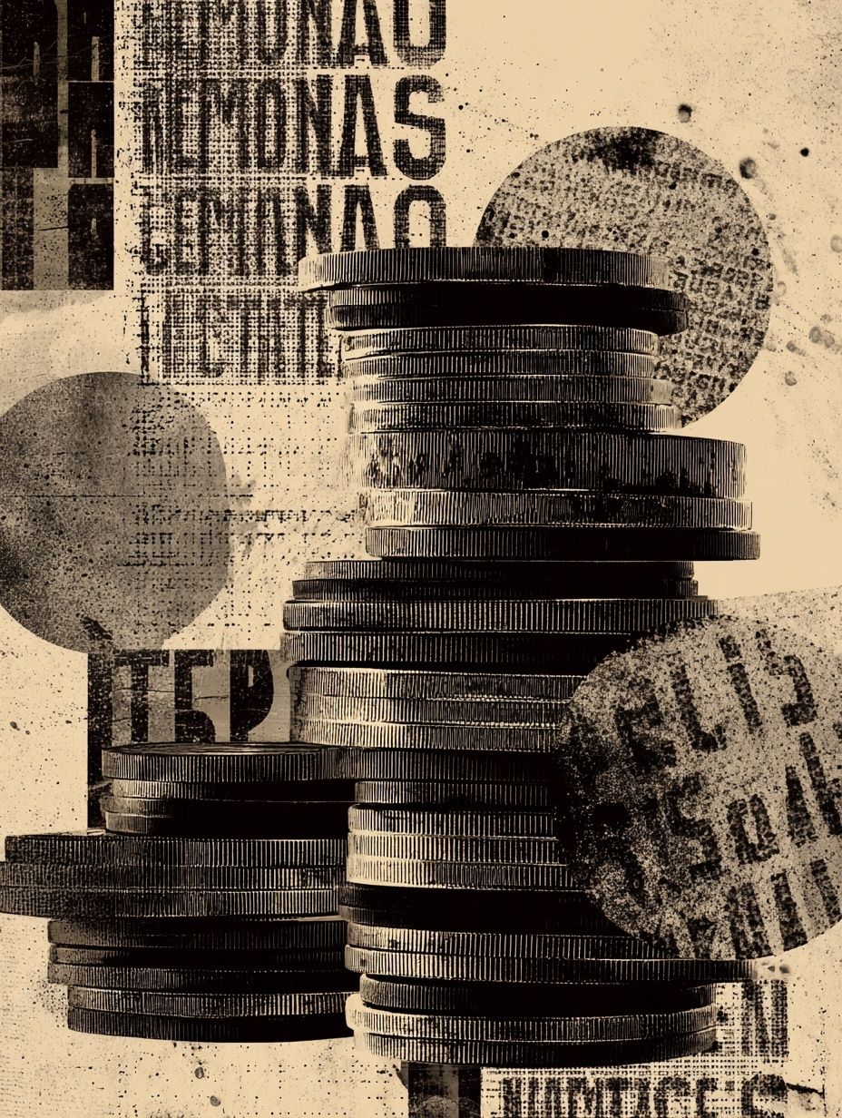 Stack of Coins — Vintage Print. poster — vintage art