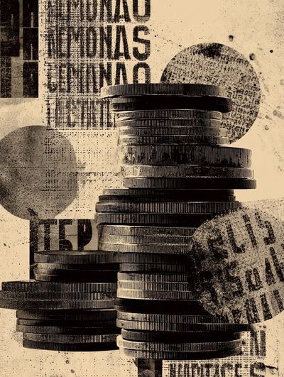 Stack of Coins — Vintage Print. poster print