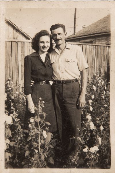 Vintage Couple Garden Portrait Print. poster print