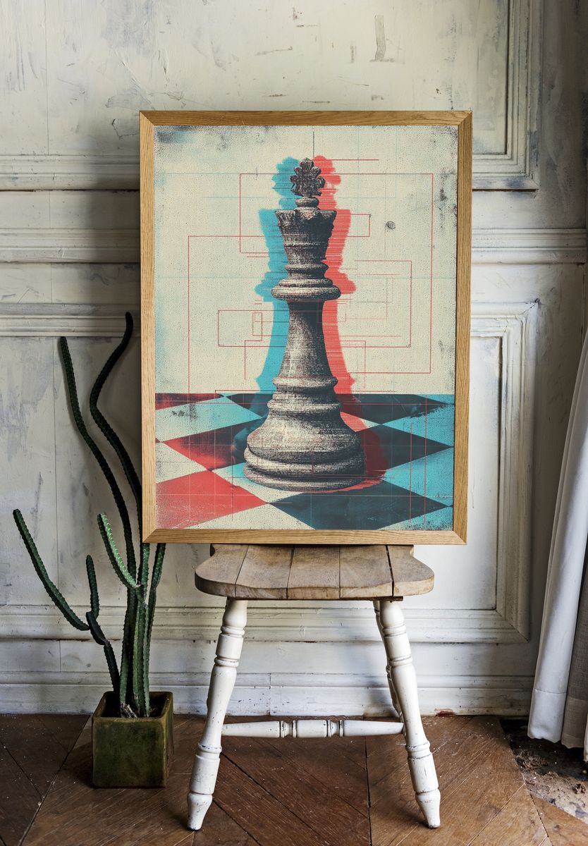 King Chess Piece — Vintage Print room preview