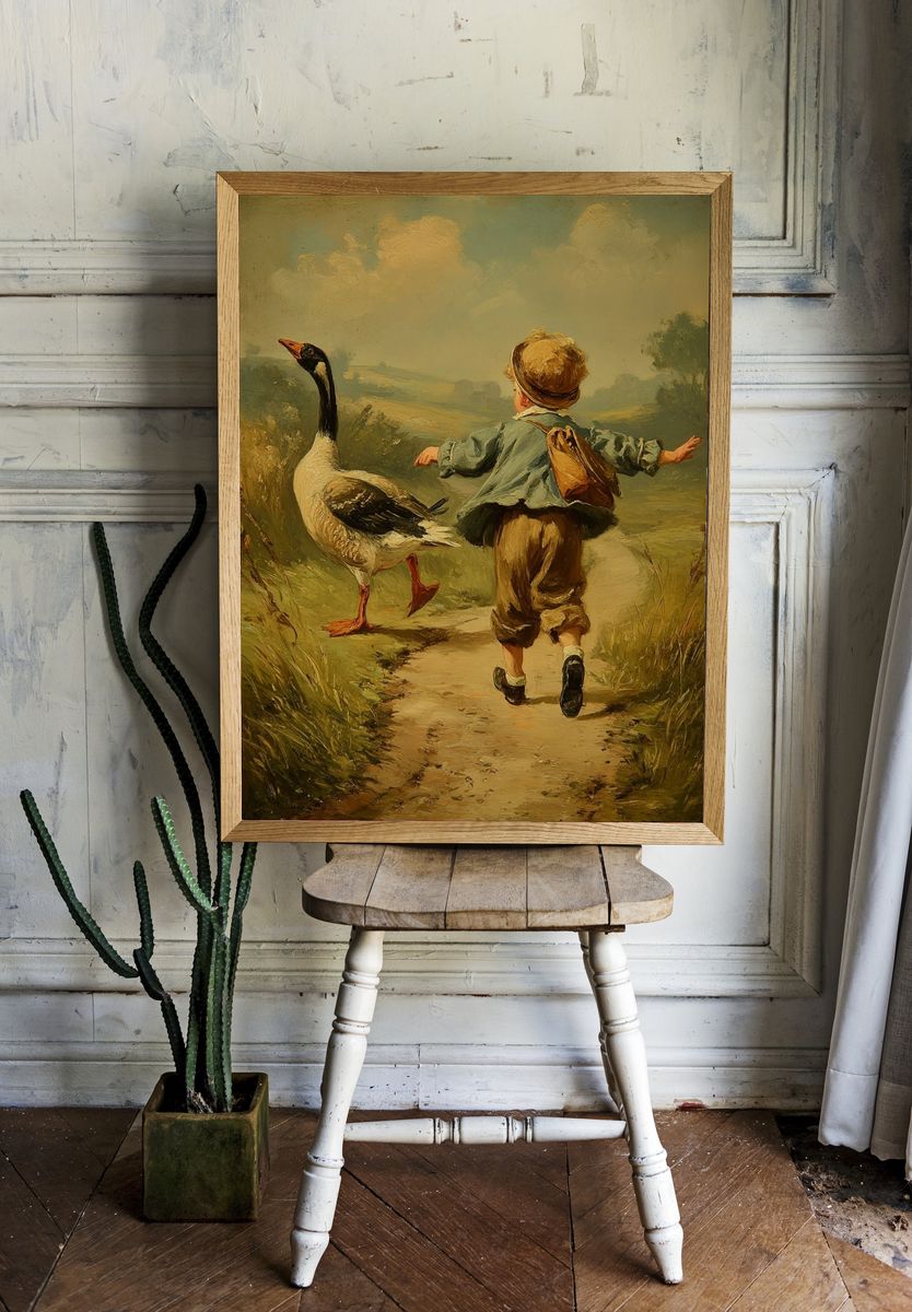 Child with Goose — Vintage Print. — room view 1
